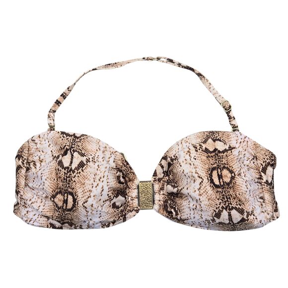 White House Black Market Other - WHBM Y2K Glam Mob Wife Snakeskin Padded Gold Hardware Bandeau Bikini Top